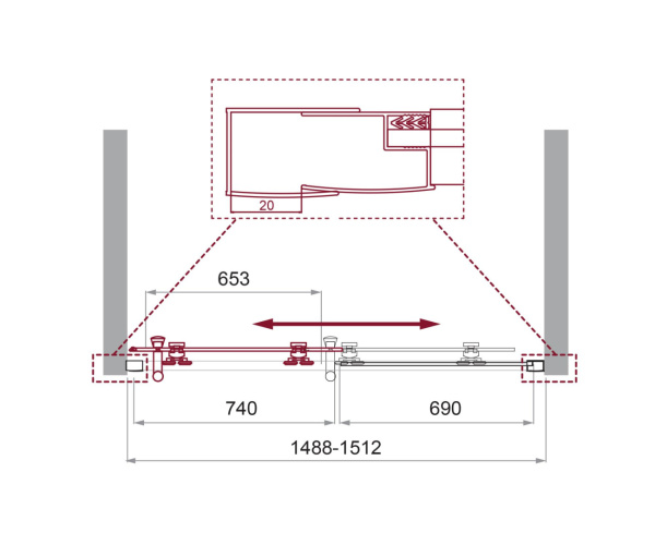 Дверь в проём BelBagno UNO-195-BF-1-150-P-Cr
