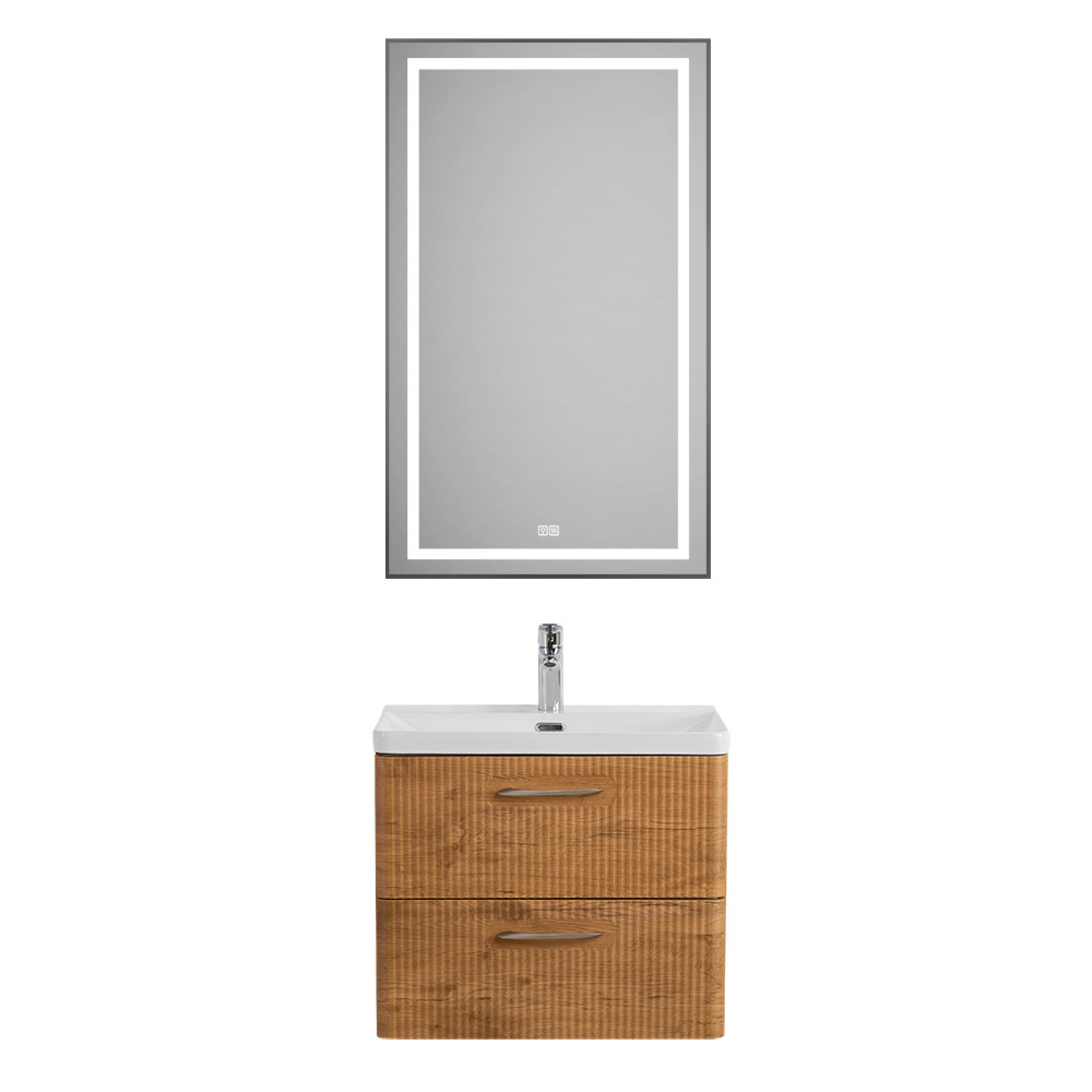Тумба подвесная с раковиной Belbagno DUE 50 см Rovere Nature DUE-500-2C-SO-RN-P + BB-8076-3-50