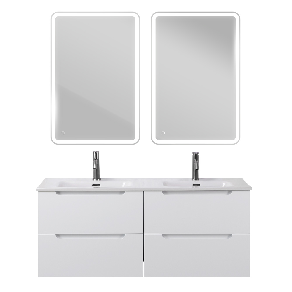 Тумба BelBagno ETNA-1200-4C-SO-2-BL с 2-й раковиной BelBagno BB1200-2-ETL, Bianco Lucido