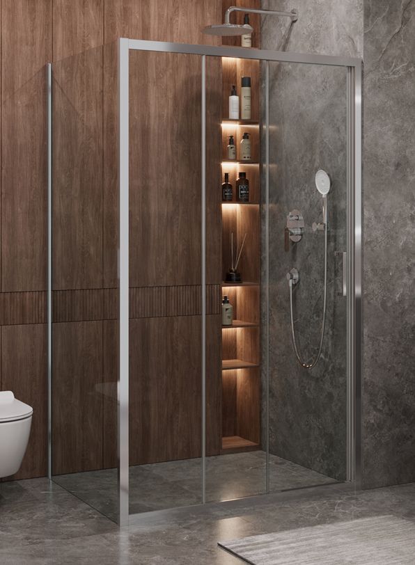 Душевой уголок Cezares MOLVENO-AHF-31-120/80-C-CR-IV, 120х80х195, профиль хром, стекло прозрачное