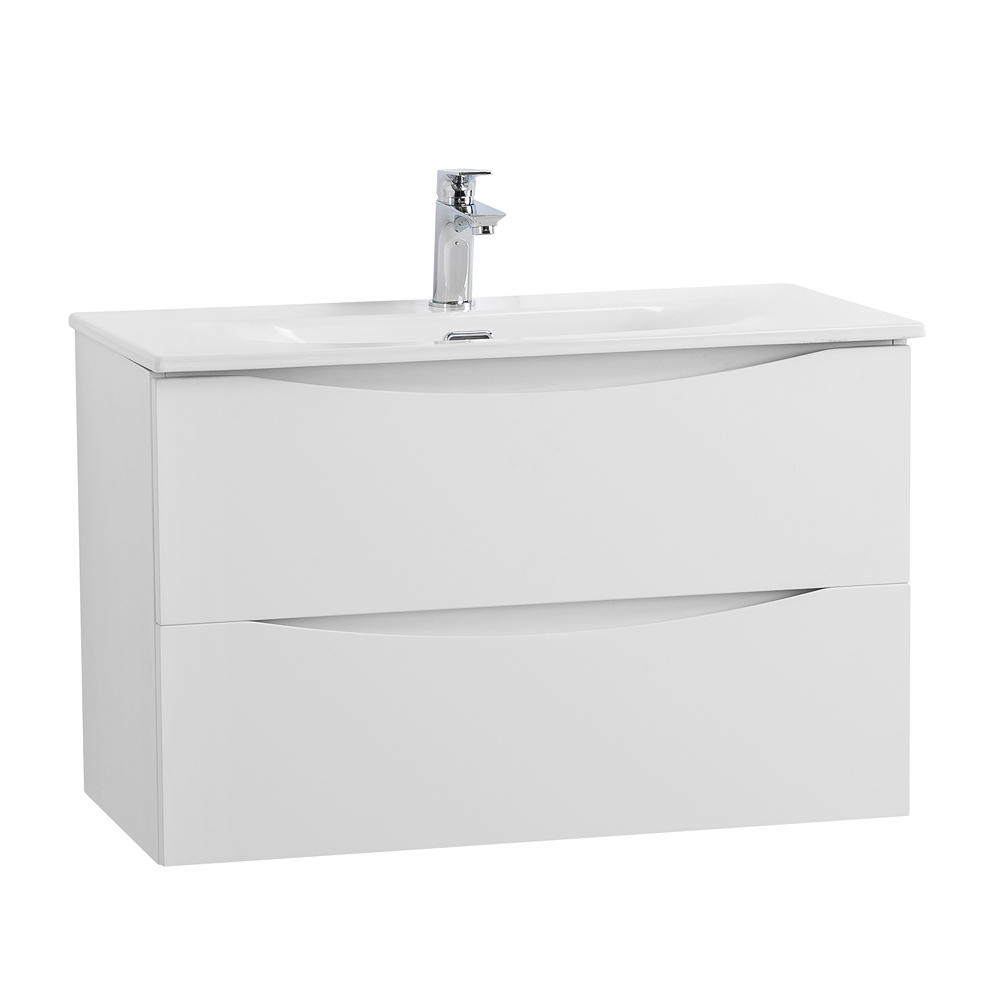 Тумба с раковиной подвесная BelBagno MARINO-CER-MINI-800-2C-SO-BO-P Bianco Opaco, раковина белая BB-8099-3-80