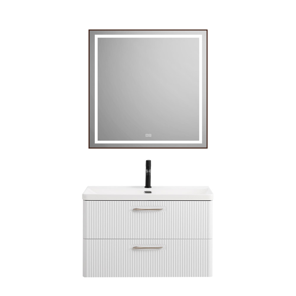 Подвесная тумба с раковиной Belbagno DUE, 80 см Белый металлик DUE-800-2C-SO-BM-P + BB-8076-3-80