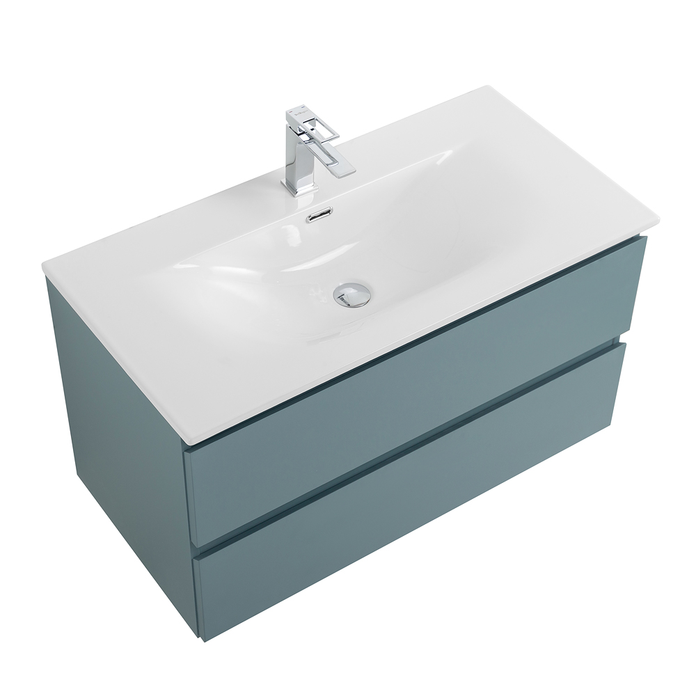 Тумба с раковиной подвесная BelBagno KRAFT-800-2C-SO-AO Голубой матовый, раковина белая BB-8099-80