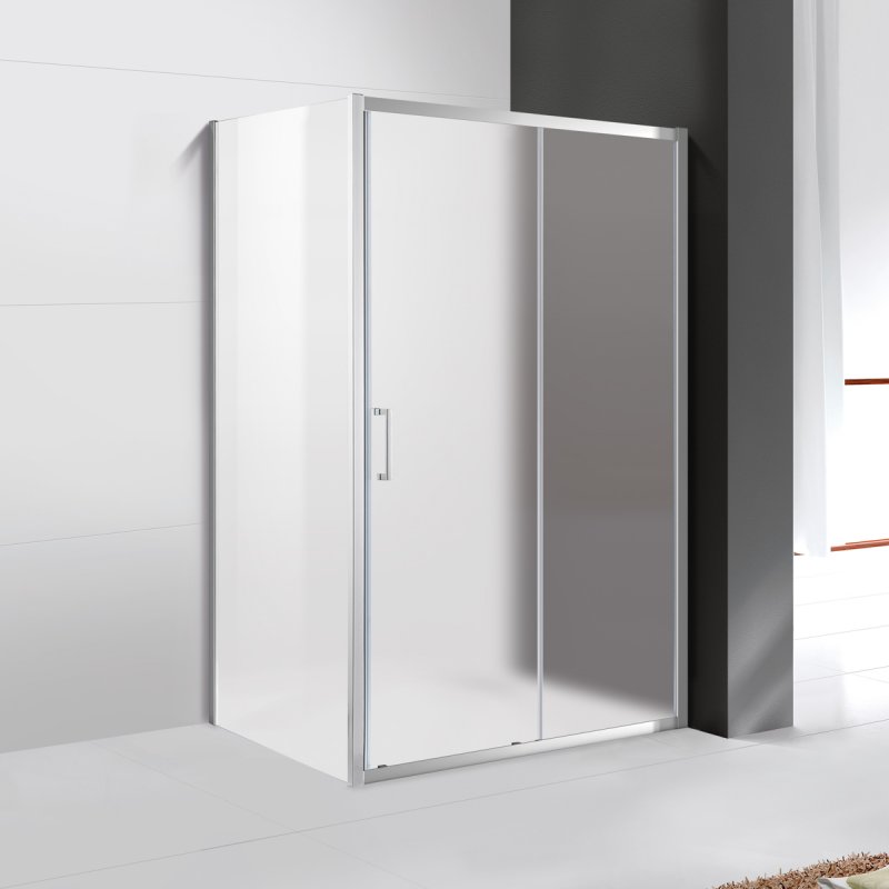 купить Душевой уголок Cezares MOLVENO-AH-11-150/90-P-Cr, 150х90х195, профиль хром, стекло Punto матовое 