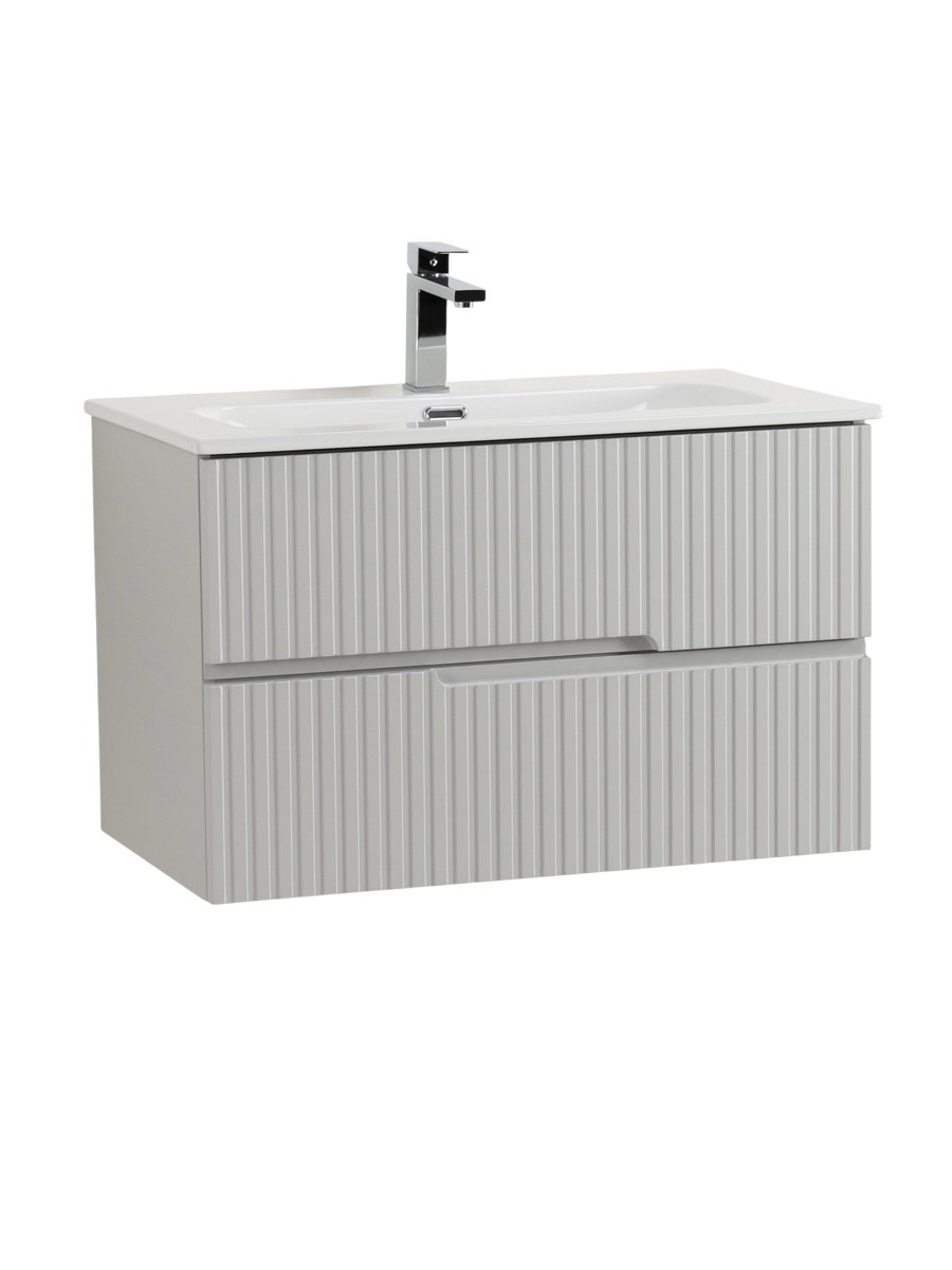 Тумба подвесная CEZARES DUET-N-800-2C-SO-GPR-P с раковиной CZR-8073-80, серый жемчужный
