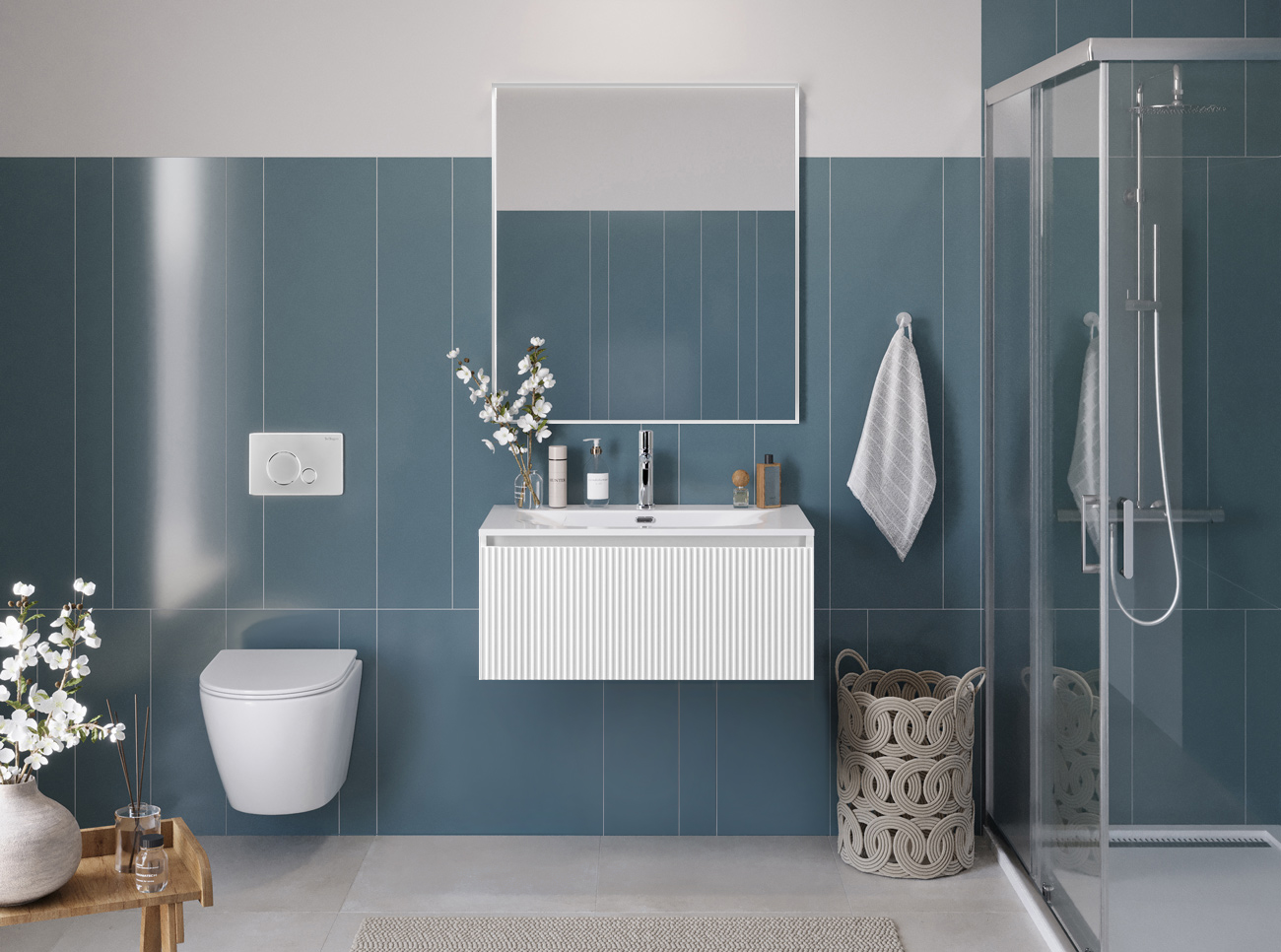 Тумба с раковиной подвесная BelBagno UNO-800-1C-SO-BO Bianco Opaco, раковина белая BB-8099-80