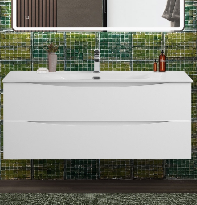 Тумба с раковиной подвесная BelBagno MARINO-CER-N-1200-2C-SO-BO-P Bianco Opaco, раковина белая BB-8099-120