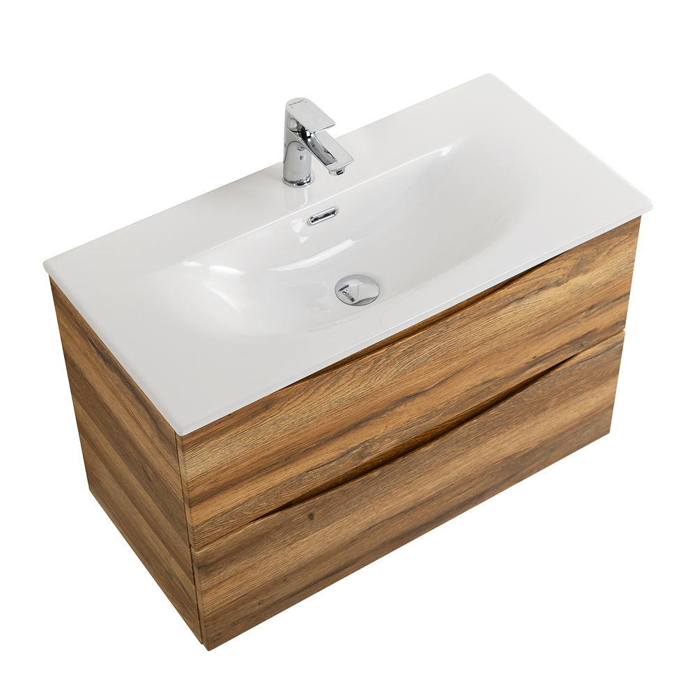 Тумба с раковиной подвесная BelBagno MARINO-CER-MINI-800-2C-SO-RR-P Rovere Rustico, раковина белая BB-8099-3-80