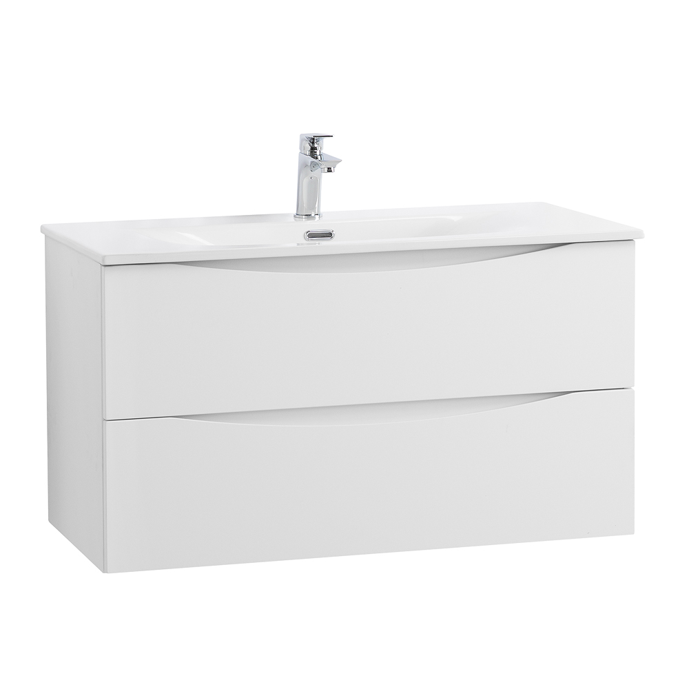 Тумба с раковиной подвесная BelBagno MARINO-CER-N-900-2C-SO-BO-P Bianco Opaco, раковина белая BB-8099-90