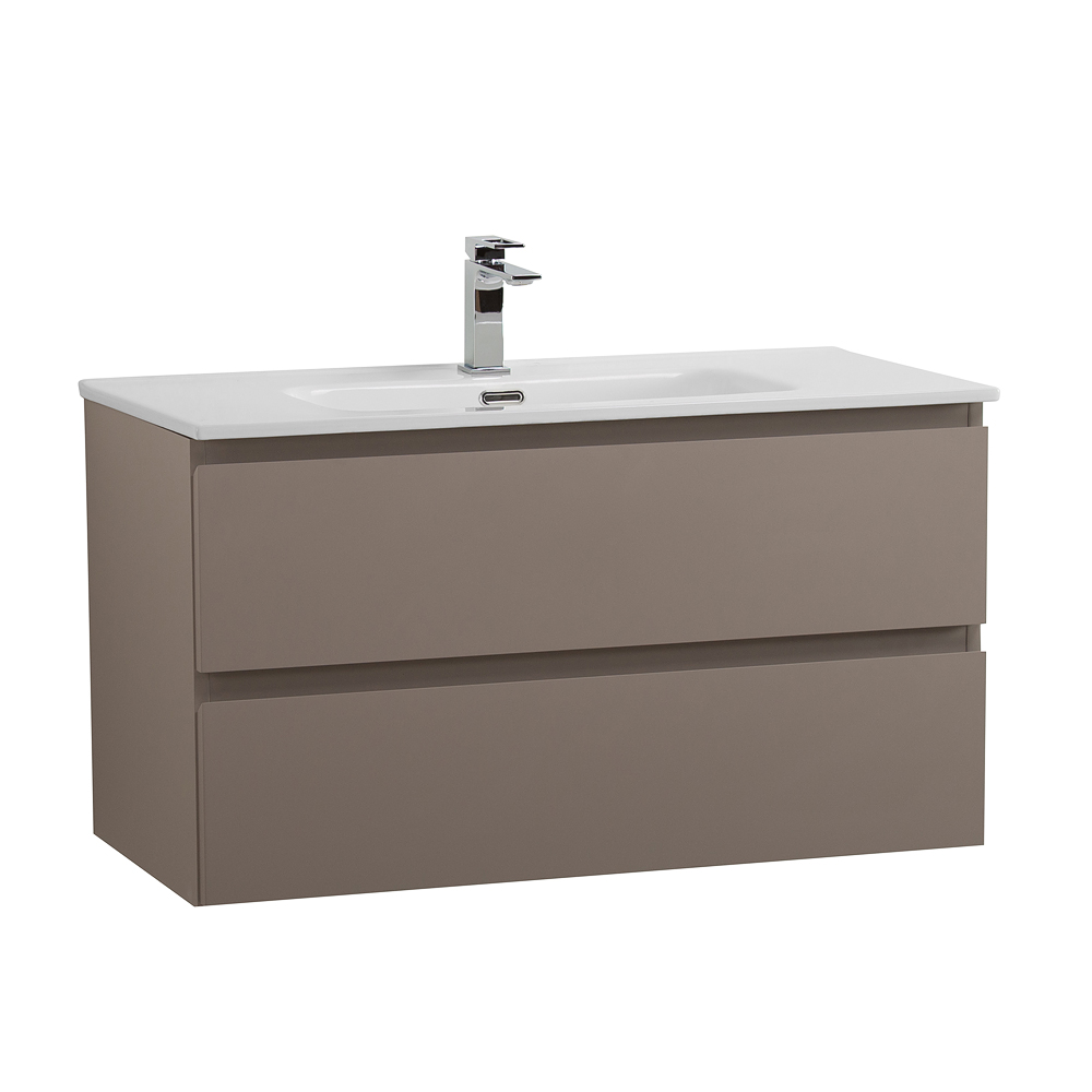 Тумба с раковиной подвесная BelBagno KRAFT-900-2C-SO-CO Бежевый матовый, раковина белая BB900ETL