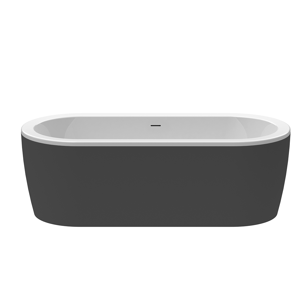 Ванна акриловая 180х80 отдельностоящая Cezares SLIM CENTRAL-180-80-60-NERO-SET