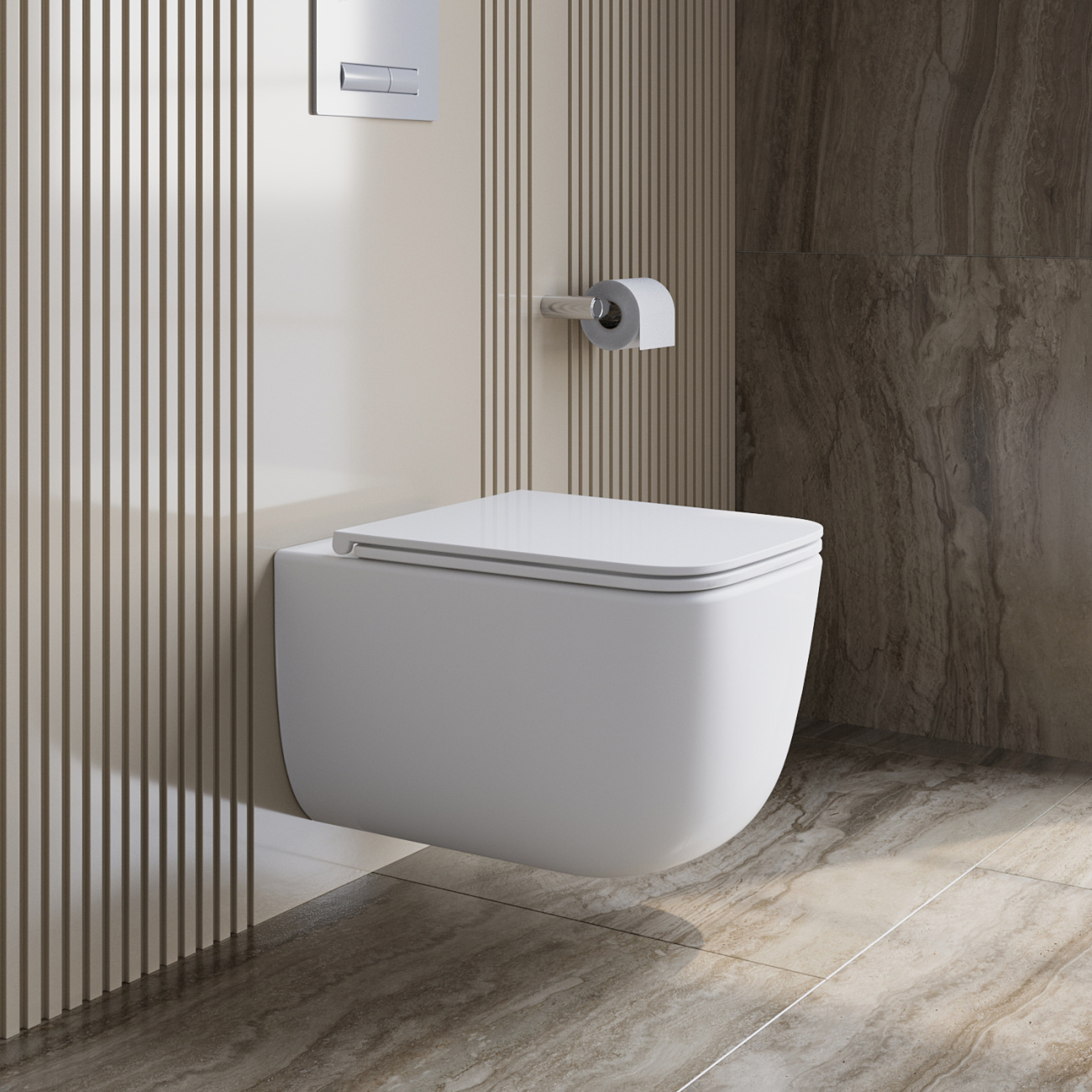 Унитаз подвесной безободковый с сиденьем и смывом TORNADO BelBagno LUCE-TOR BB076CH-TOR/SC