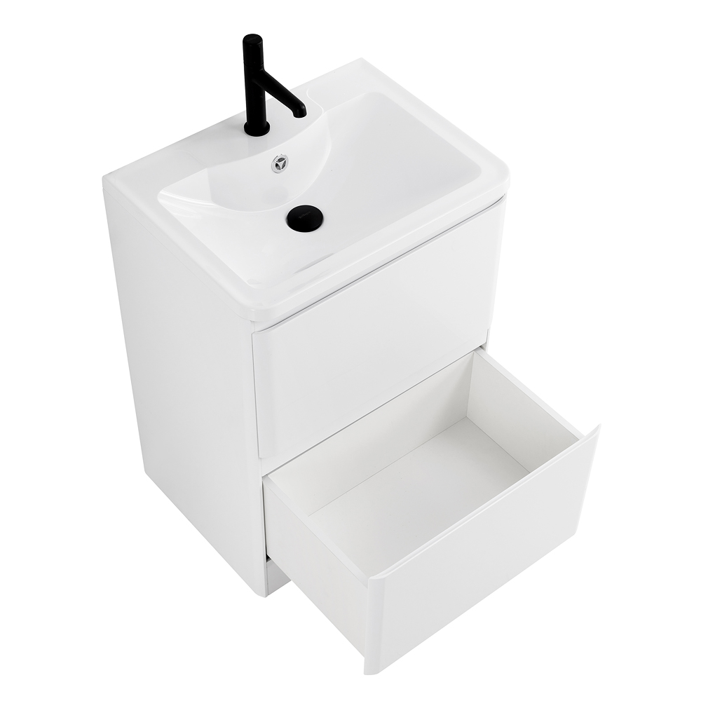 Тумба напольная с раковиной BelBagno ALBANO-600-2C-PIA-BL Bianco Lucido, раковина BB600/455-LV-MR-ALR