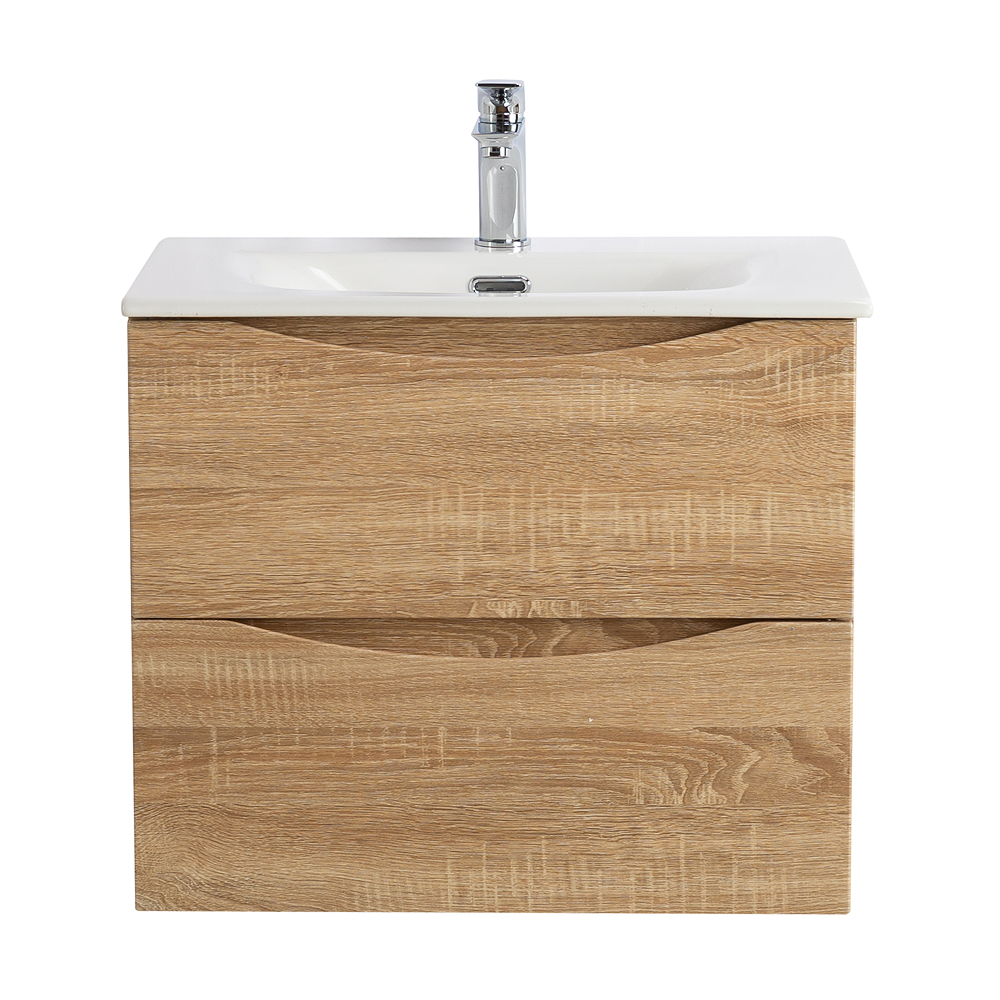 Тумба с раковиной подвесная BelBagno MARINO-CER-N-600-2C-SO-WO-P Rovere Bianco, раковина белая BB-8099-60