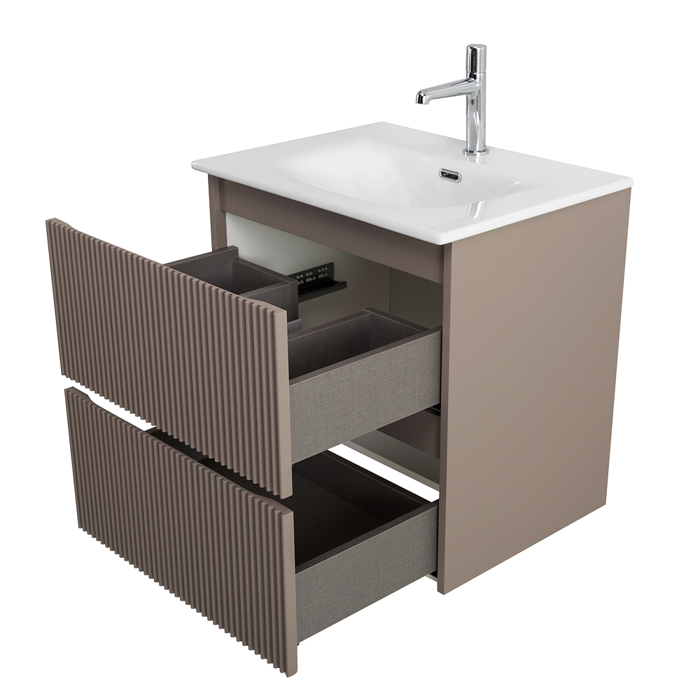 Тумба с раковиной подвесная BelBagno UNO-MINI-600-2C-SO-СO Бежевый матовый, раковина белая BB-8099-3-50