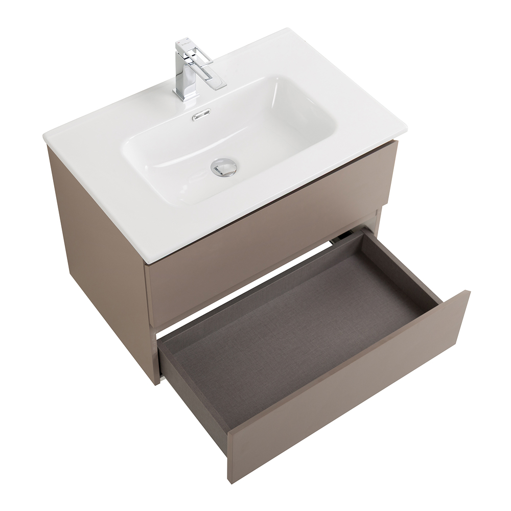 Тумба с раковиной подвесная BelBagno KRAFT-600-2C-SO-CO Бежевый матовый, раковина белая BB600ETL