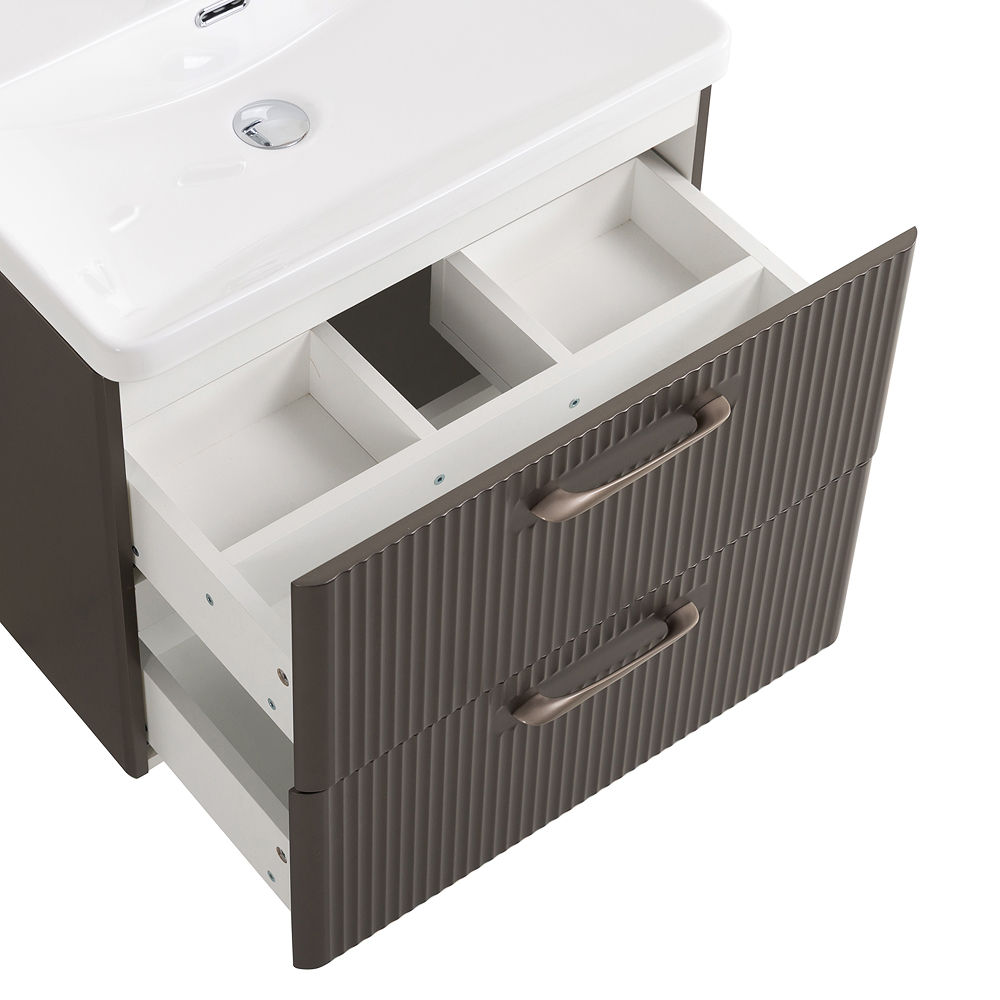 Подвесная тумба с раковиной Belbagno DUE 60 см Оружейная сталь DUE-600-2C-SO-GM-P + BB-8076-3-60