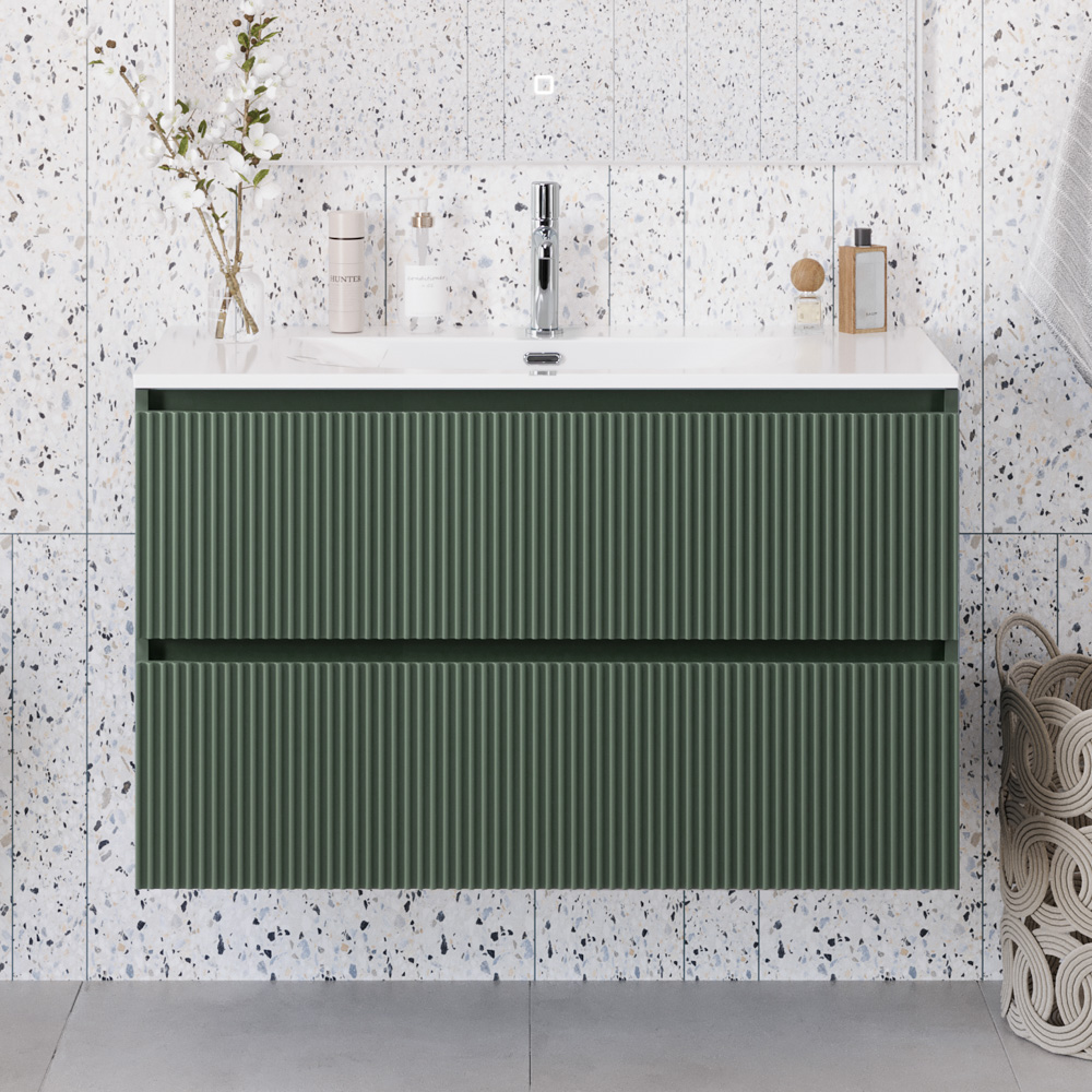 купить Тумба с раковиной подвесная BelBagno UNO-MINI-1000-2C-SO-VO Еловый матовый, раковина белая BB-8099-3-100 