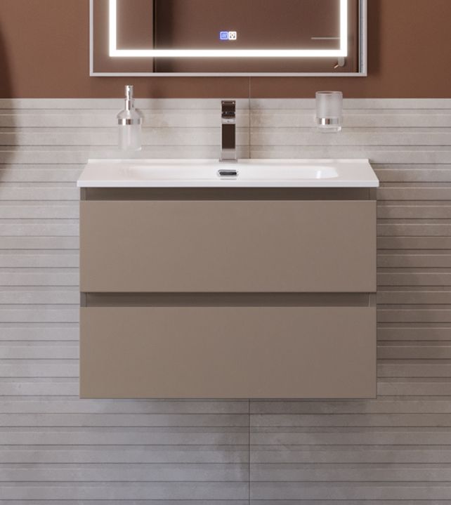 купить Тумба с раковиной подвесная BelBagno KRAFT-700-2C-SO-CO Бежевый матовый, раковина белая BB700ETL 