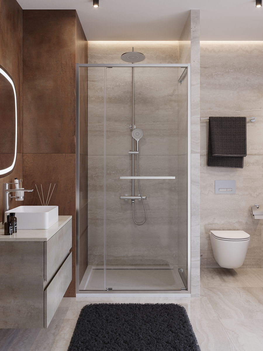 купить Душевая дверь Cezares LUX-B-FS-11-110-C-CR, 110х195, профиль хром, стекло прозрачное 
