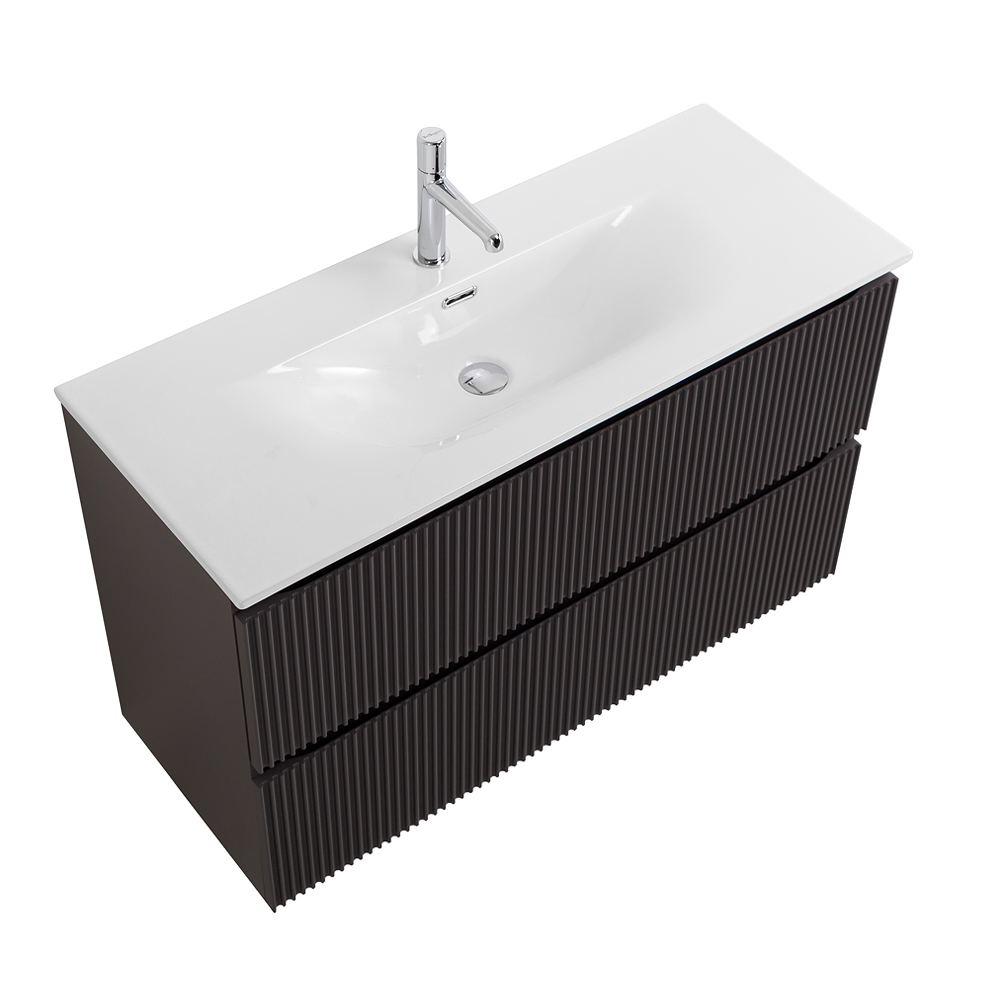 Тумба с раковиной подвесная BelBagno UNO-MINI-1000-2C-SO-GSO Темно-Серый матовый, раковина белая BB-8099-3-100