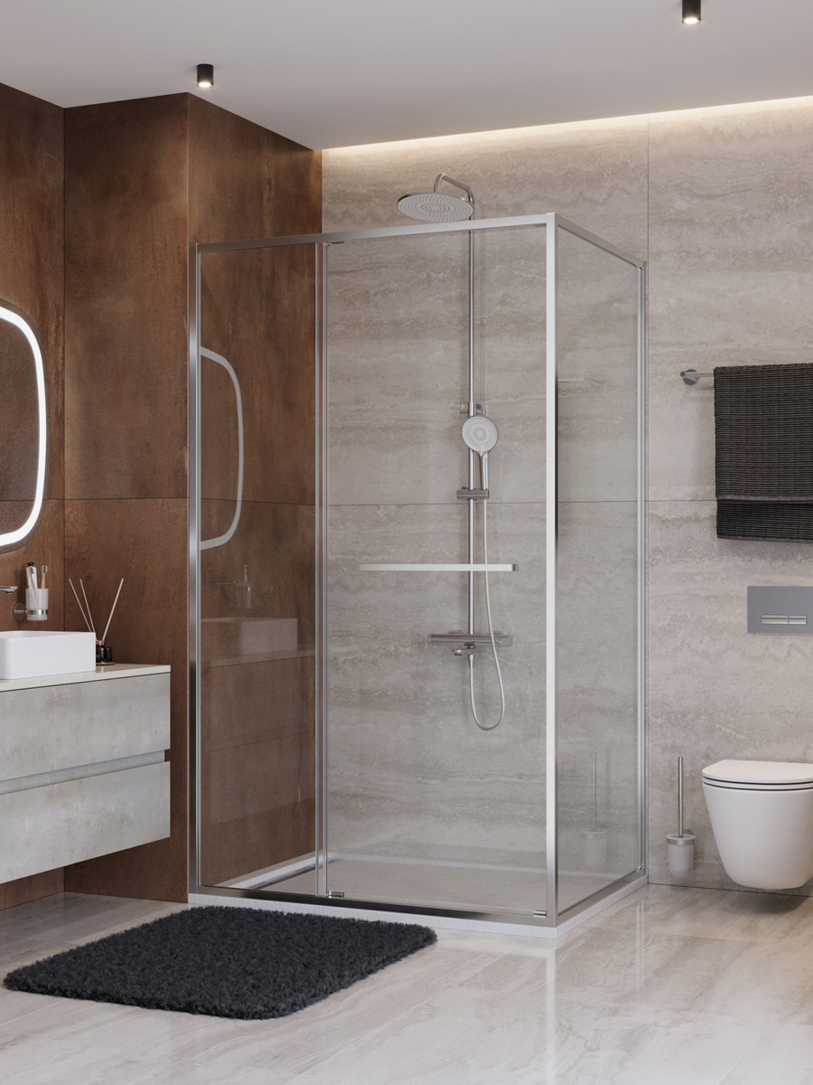 Душевой уголок Cezares LUX-AH-FS-11-120/90-C-CR, 120х90х195, профиль хром, стекло прозрачное