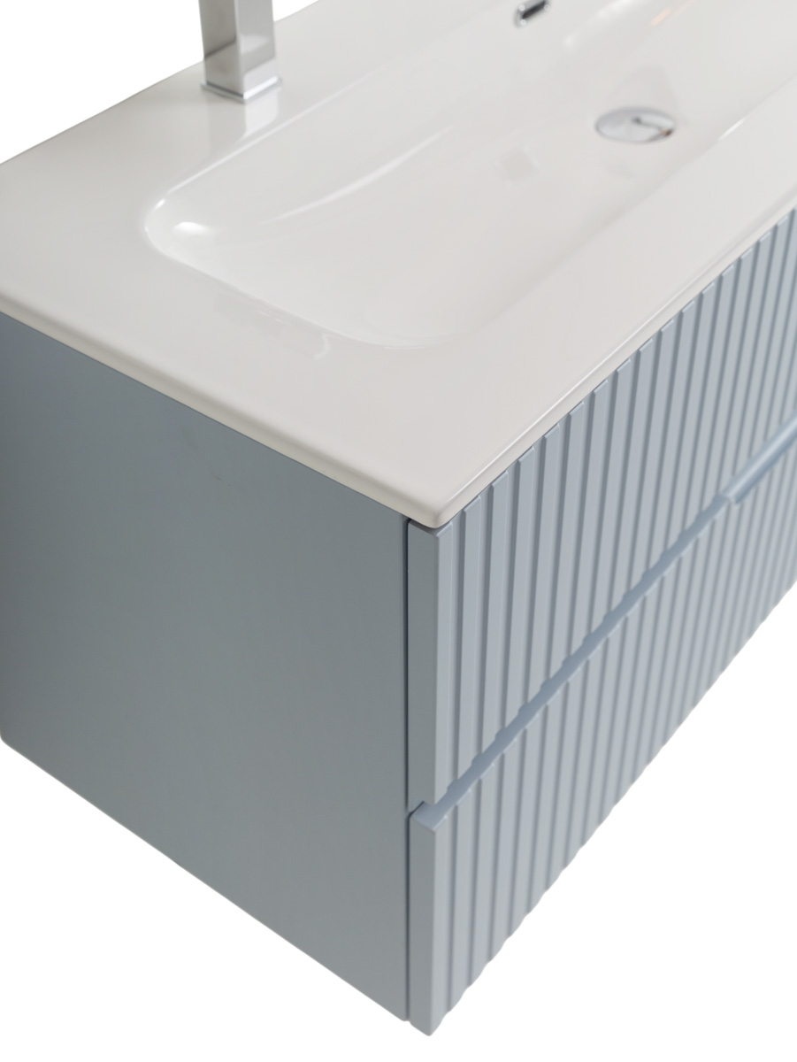 Тумба подвесная CEZARES DUET-N-1200-2C-SO-APR-P с раковиной CZR-8073-120-1-2 с двумя отверстиями для смесителей, голубой жемчужный