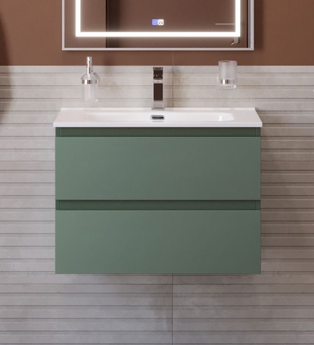 Тумба с раковиной подвесная BelBagno KRAFT-700-2C-SO-VO Еловый матовый, раковина белая BB700ETL