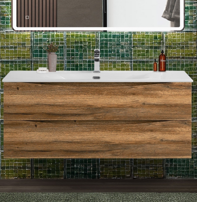 купить Тумба с раковиной подвесная BelBagno MARINO-CER-N-1200-2C-SO-RR-P Rovere Rustico, раковина белая BB-8099-120 
