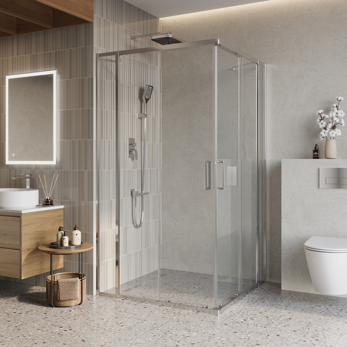 купить Душевой уголок BelBagno LUCE-A-22-90+25-C-Cr 
