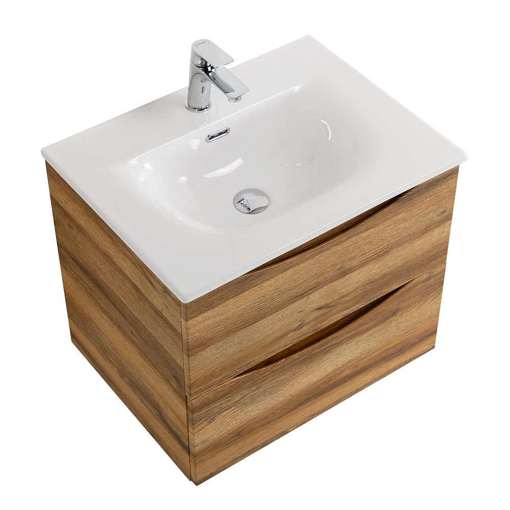 Тумба с раковиной подвесная BelBagno MARINO-CER-N-600-2C-SO-RR-P Rovere Rustico, раковина белая BB-8099-60