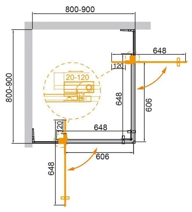 Душевой уголок Cezares SLIDER-A-2-80/90-C-Cr