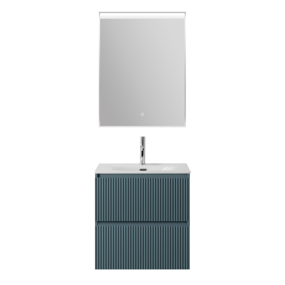 Тумба с раковиной подвесная BelBagno UNO-600-2C-SO-AO Голубой матовый, раковина белая BB-8099-60