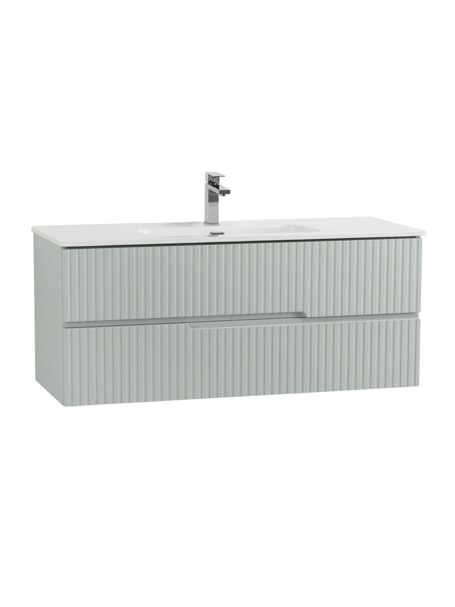 Тумба подвесная CEZARES DUET-N-1200-2C-SO-VPR-P с раковиной CZR-8095-120, зеленый жемчужный