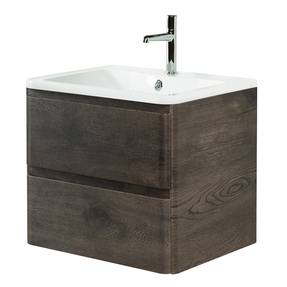 Тумба подвесная с раковиной BelBagno ALBANO-600-2C-SO-RNG Rovere Nature Grigio, раковина BB600/455-LV-MR-ALR