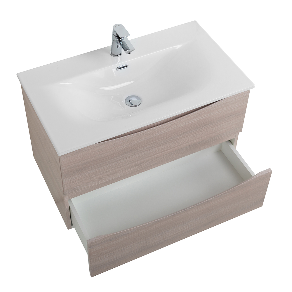 Тумба с раковиной подвесная BelBagno MARINO-CER-N-800-2C-SO-RG-P Rovere Grigio, раковина белая BB-8099-80