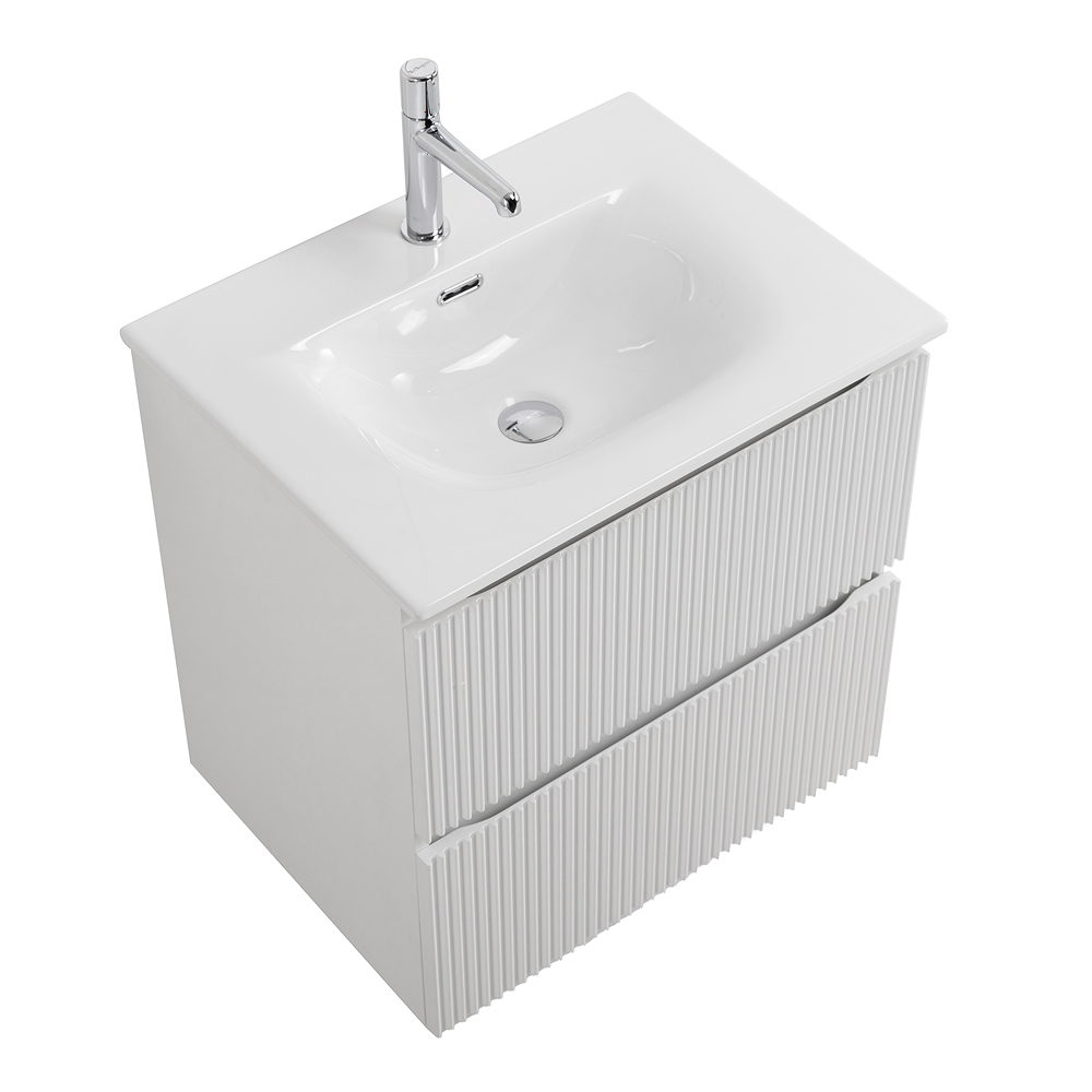 Тумба с раковиной подвесная BelBagno UNO-MINI-600-2C-SO-BO Bianco Opaco, раковина белая BB-8099-3-60