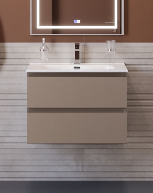 купить Тумба с раковиной подвесная BelBagno KRAFT-600-2C-SO-CO Бежевый матовый, раковина белая BB600ETL 