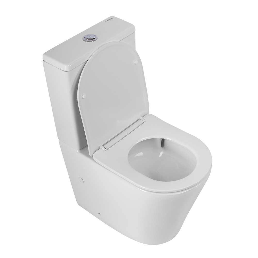 Унитаз-компакт безободковый с сиденьем и смывом TORNADO BelBagno FLAY-R BB2149CP-TOR/SC + BB2149T