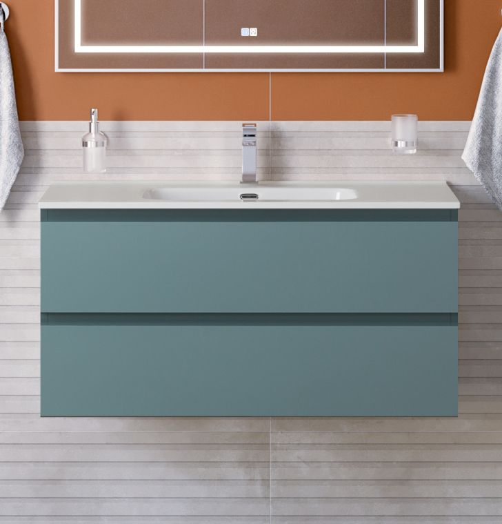 купить Тумба с раковиной подвесная BelBagno KRAFT-1000-2C-SO-AO Голубой матовый, раковина белая BB1000ETL 
