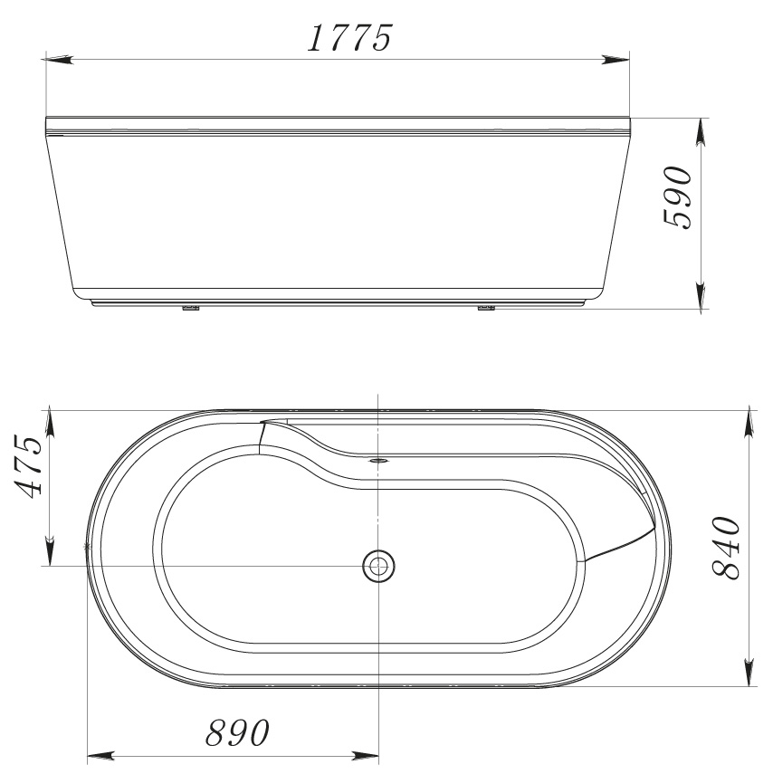 Ванна акриловая отдельностоящая BelBagno BB14-K