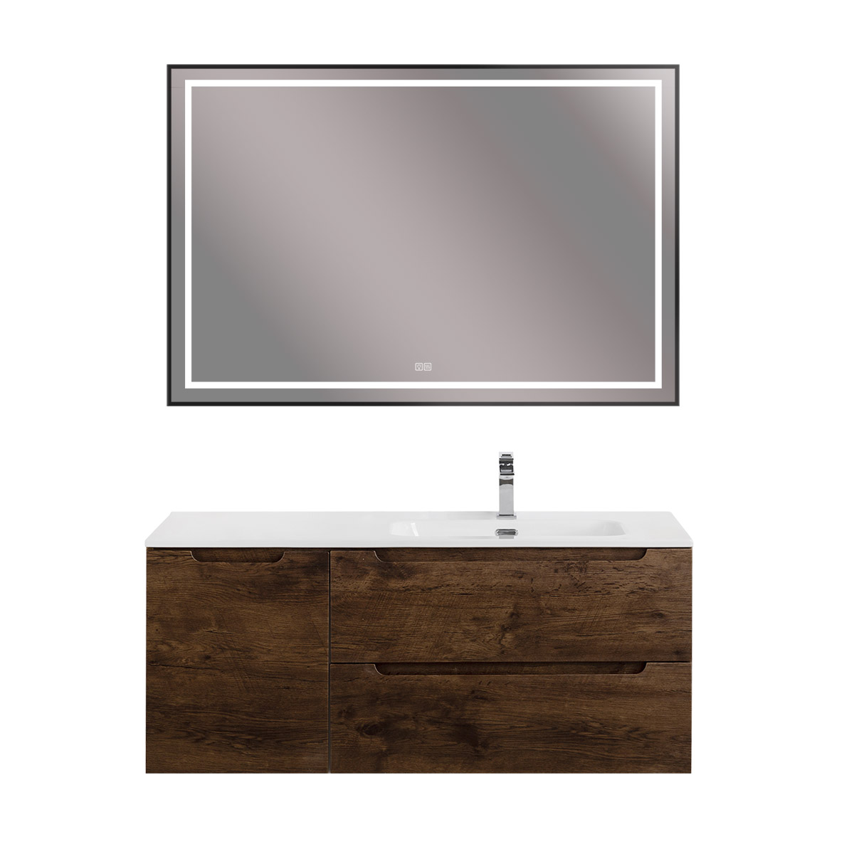 Подвесная тумба с раковиной BelBagno ETNA 120 Rovere Moro правая, ETNA-1200-2C-1A-SO-RW-R + BB1200ETL-R