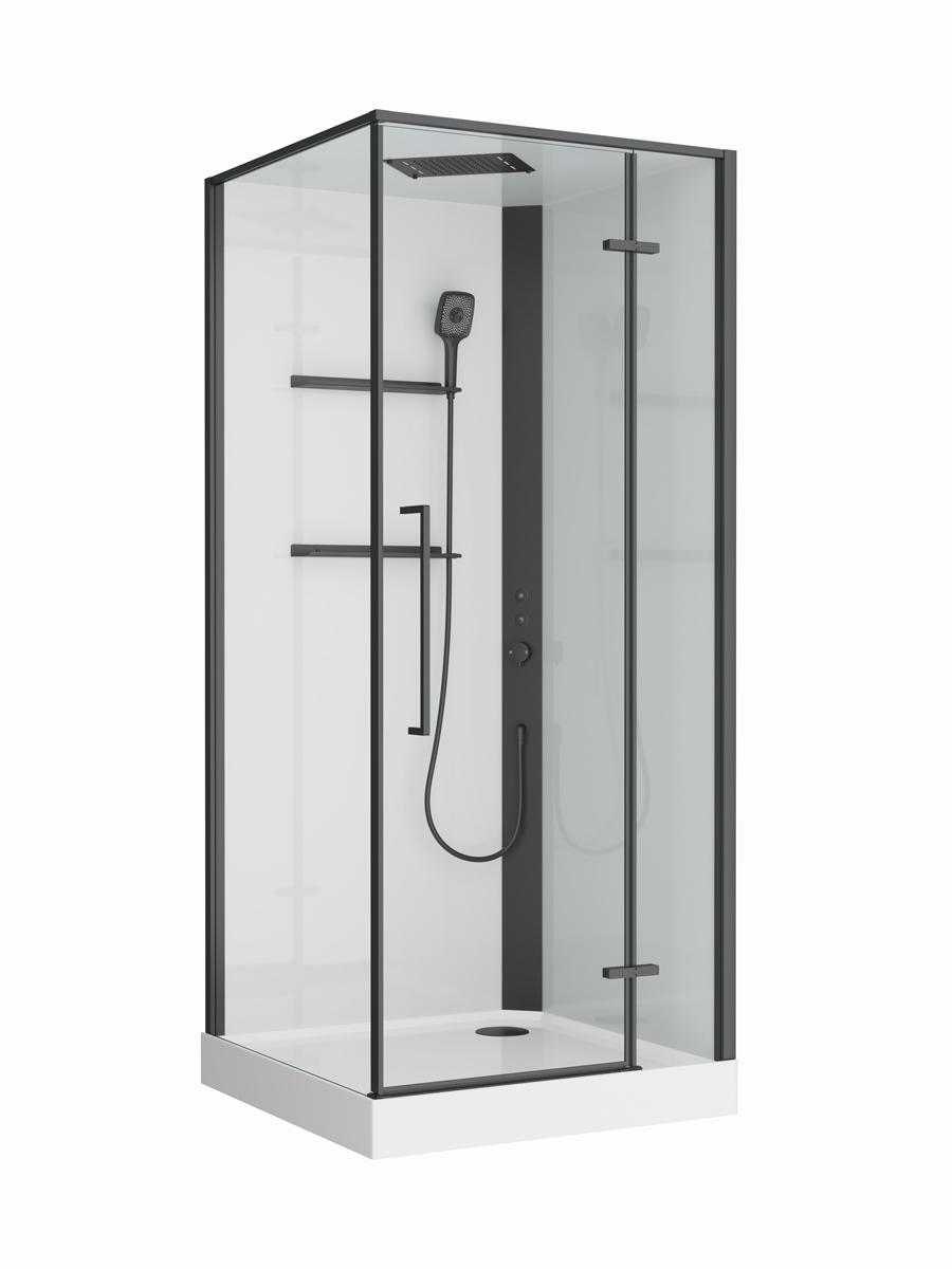 Душевая кабина BelBagno UNO-CAB-A-1-90-C-NERO-Bi-TOP-R правосторонняя