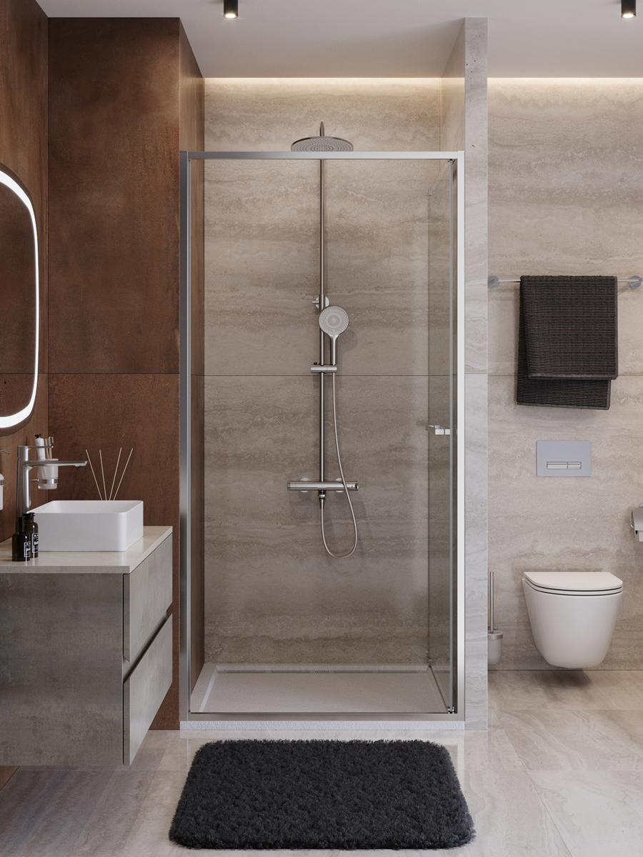Душевая дверь Cezares LUX-B-FS-1-90-C-CR, 90х195, профиль хром, стекло прозрачное