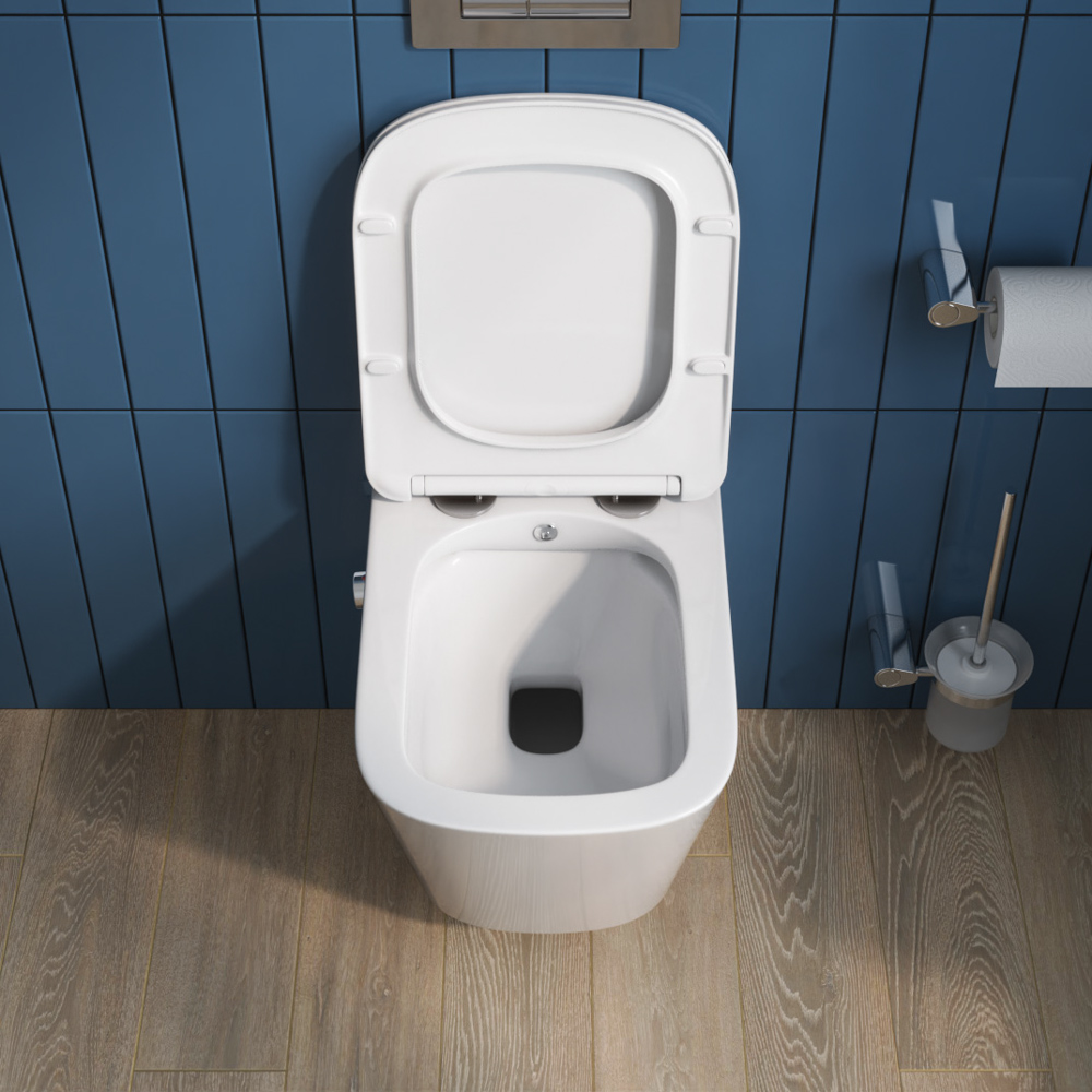 Унитаз подвесной безободковый с сиденьем и функцией биде BelBagno DUE BB3103CHR-BS/SC