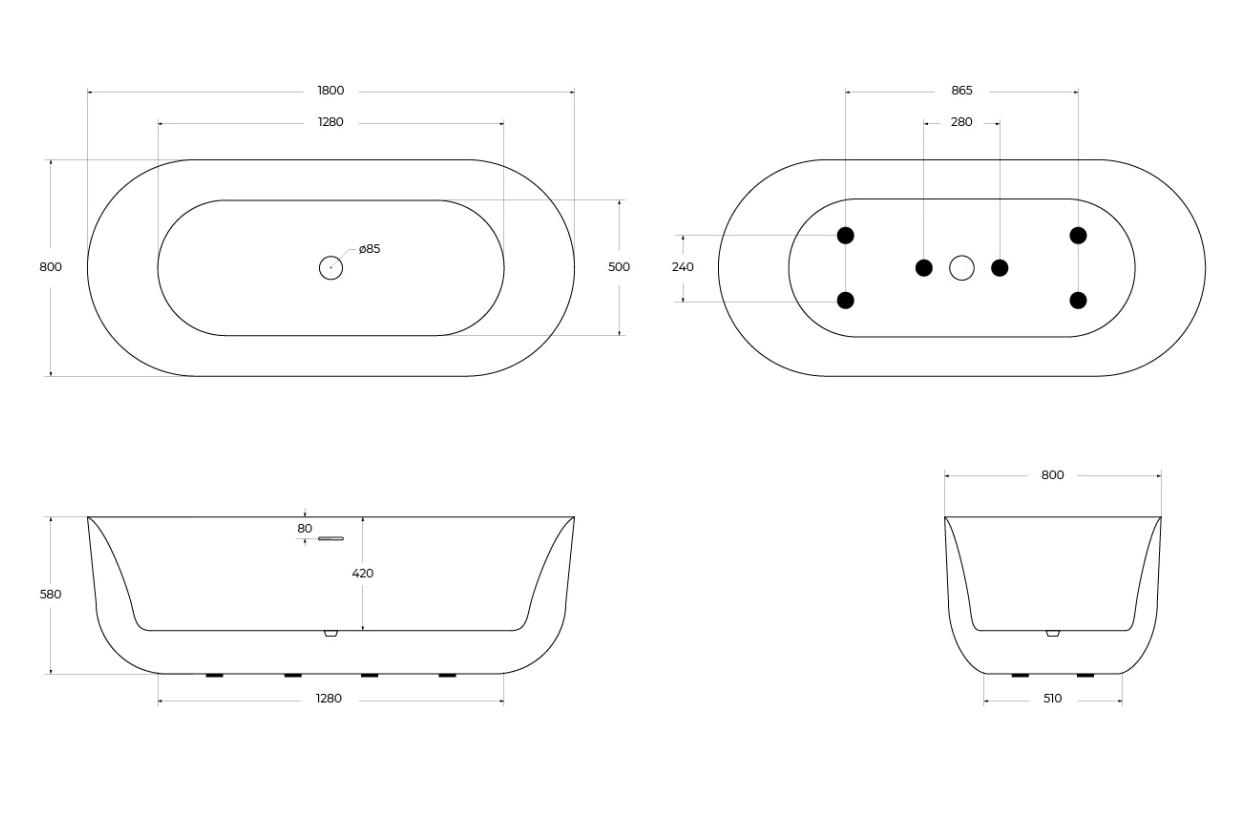 Ванна отдельностоящая BelBagno BB706-1800-800