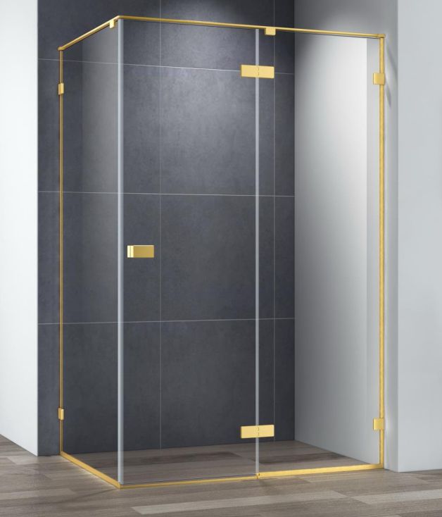 купить Душевой уголок Cezares BELLAGIO-AH-1-140/100-C-BORO, 140х100х197, профиль брашированное золото, прозрачное стекло 