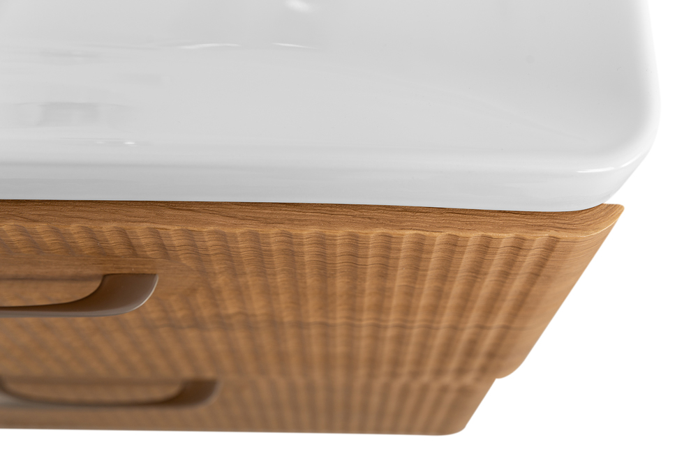 Подвесная тумба с раковиной Belbagno DUE 60 см Rovere Nature DUE-600-2C-SO-RN-P + BB-8076-3-60