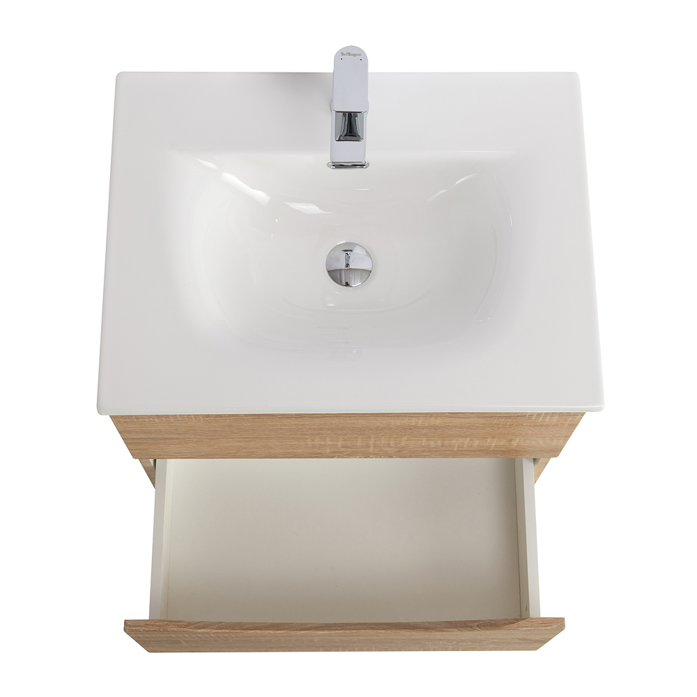 Тумба с раковиной подвесная BelBagno MARINO-CER-N-700-2C-SO-WO-P Rovere Bianco, раковина белая BB-8099-70