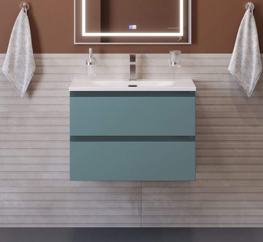 купить Тумба с раковиной подвесная BelBagno KRAFT-700-2C-SO-AO Голубой матовый, раковина белая BB-8099-70 